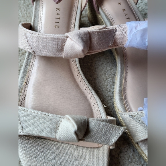 Kelly & Katie Espadrille Wedge Blush Pink & Tan Cheribeth Sandals Size 8.5 - Picture 4 of 10